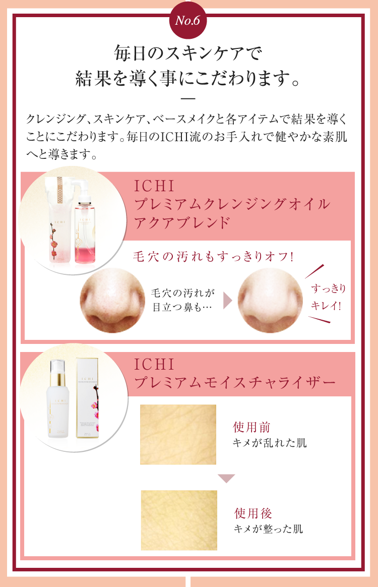 毎日のスキンケアで結果を導く事にこだわります。